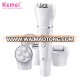 Kemei KM2199 New Style 5 in 1 Lady Beauty Care Product Lady Epilator with Shaver Facial Brush Callus Remover and Massager