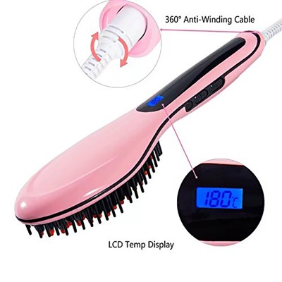 2020 Fashion Electric  Hair Brush Straightener Salon Tool  LCD Display Ceramic Hair Straightener Brush