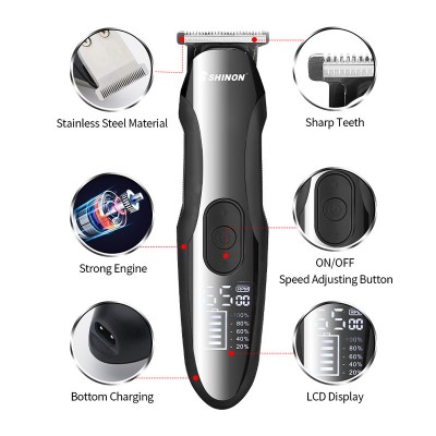 SHINON 4 IN 1 Multi-functional Hair Trimmer LCD Screen Display with USB Charge Professional Barber Shop